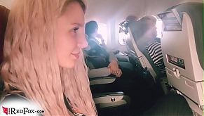 Blonde Masturbate Pussy in the Airplane - Hot Solo