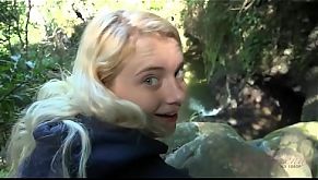 Blonde teen gets fucked and sucks cock in a forest (Riley Star) 6 min