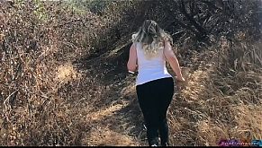 Shooting; blonde creampie'd by personal trainer outdoors - Erin Electra