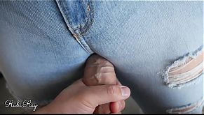 Step Sister begs for cum in her panties and Denim Jeans - Rubiray amateur couple