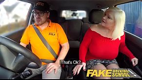 Fake Driving School Busty mature MILF sucks and fucks lucky instructor