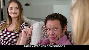 FamilyStrokes - Kinky Milf Watches While Husband Fucks His Stepdaughter