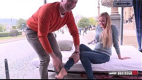 Slender blonde Candy Alexa first time fucking in public 21 min